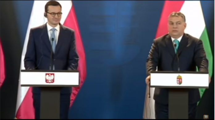 zdjęcie premier Mateusz Morawiecki wraz z Viktorem Orbanem-konferencja spotkanie 2017